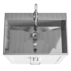 Simpli Home Reed 27.6-in x 19.7-in 1 -Basin Pure White Freestanding Laundry sink with Cabinet with Drain with Faucet
