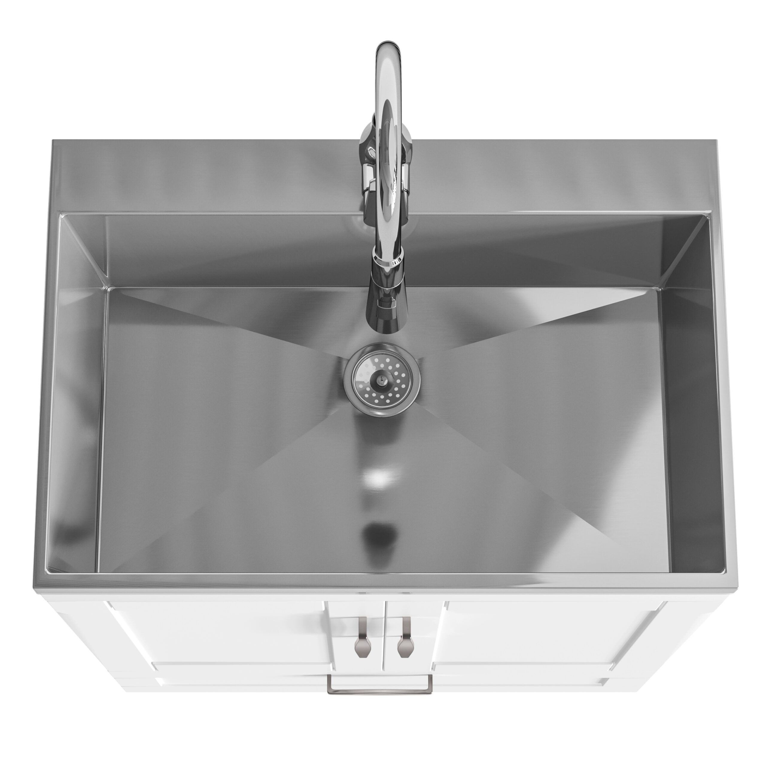 Simpli Home Reed 27.6-in x 19.7-in 1 -Basin Pure White Freestanding Laundry sink with Cabinet with Drain with Faucet