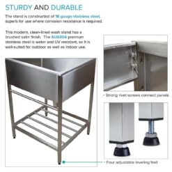 Transolid 25-in x 22-in 1 -Basin Stainless steel Freestanding Laundry sink with Drain with Faucet