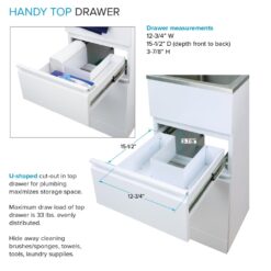 Transolid 15.5-in x 22.4-in 1 -Basin Gloss White Freestanding Laundry sink with Cabinet with Faucet