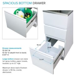 Transolid 15.5-in x 22.4-in 1 -Basin Gloss White Freestanding Laundry sink with Cabinet with Faucet
