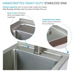 Transolid 15.5-in x 22.4-in 1 -Basin Gloss White Freestanding Laundry sink with Cabinet with Faucet
