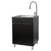 Presenza 24.1-in x 21.3-in 1 -Basin Brushed Steel Drop-in Utility tub with Faucet