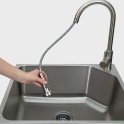 Presenza 24.1-in x 21.3-in 1 -Basin Brushed Steel Drop-in Utility tub with Faucet