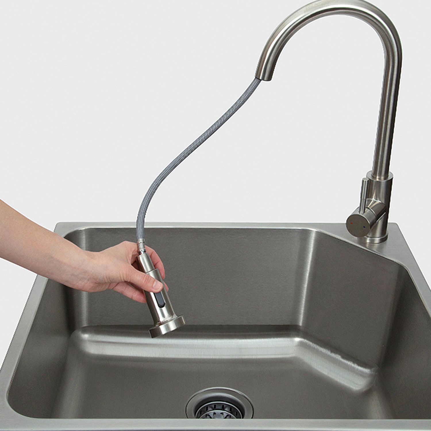 Presenza 24.1-in x 21.3-in 1 -Basin Brushed Steel Drop-in Utility tub with Faucet