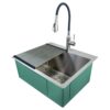 Transolid 22-in x 25-in 1 -Basin Satin Brushed Undermount Laundry sink with Drain with Faucet