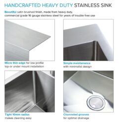 Transolid 22-in x 25-in 1 -Basin Satin Brushed Undermount Laundry sink with Drain with Faucet
