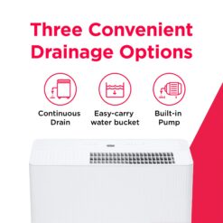 Frigidaire 50 -Pint Large Room Dehumidifier For Basements , Crawlspaces with Built-In Pump , ENERGY STAR Certified White