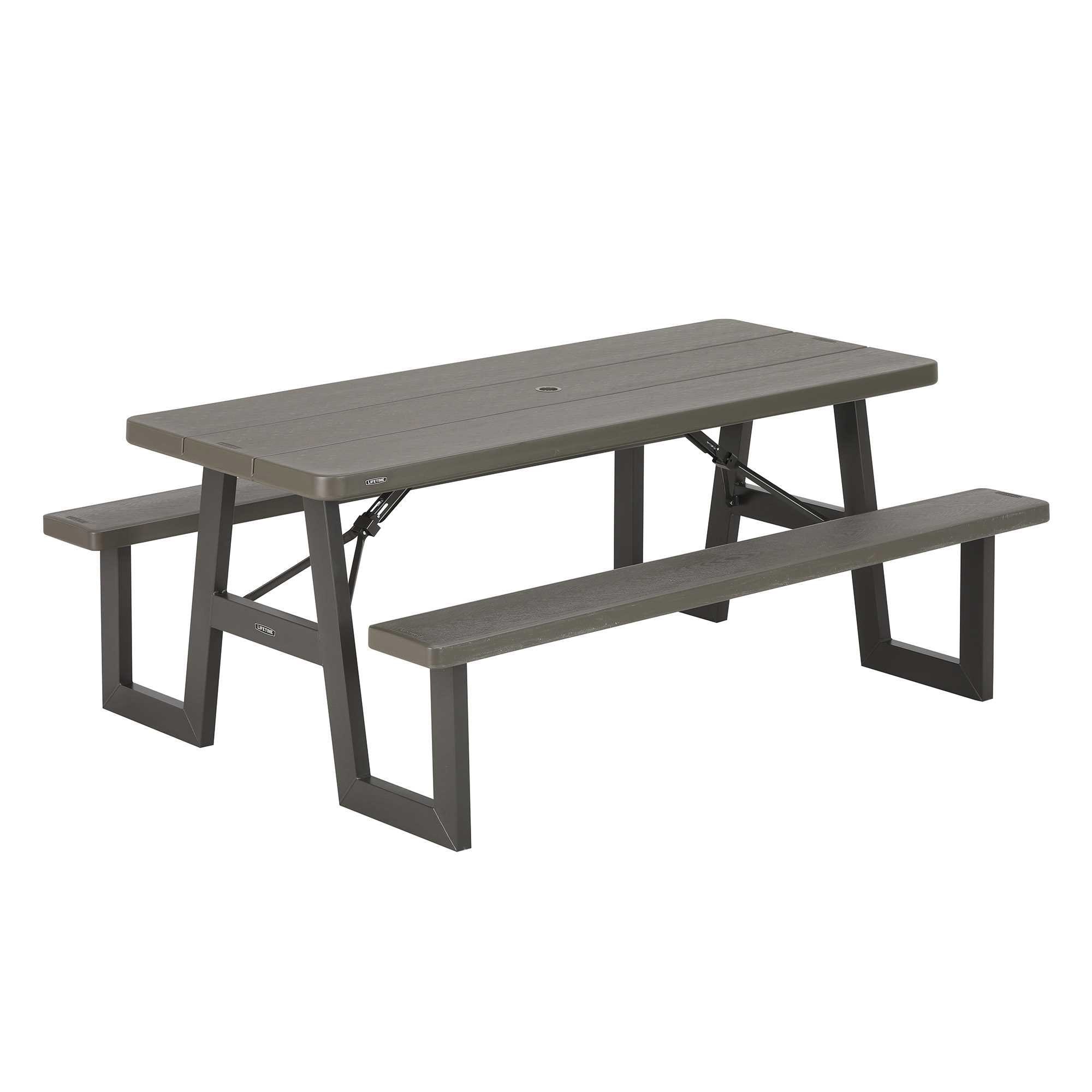 LIFETIME PRODUCTS 72-in Brown Plastic Rectangle Folding Picnic Table