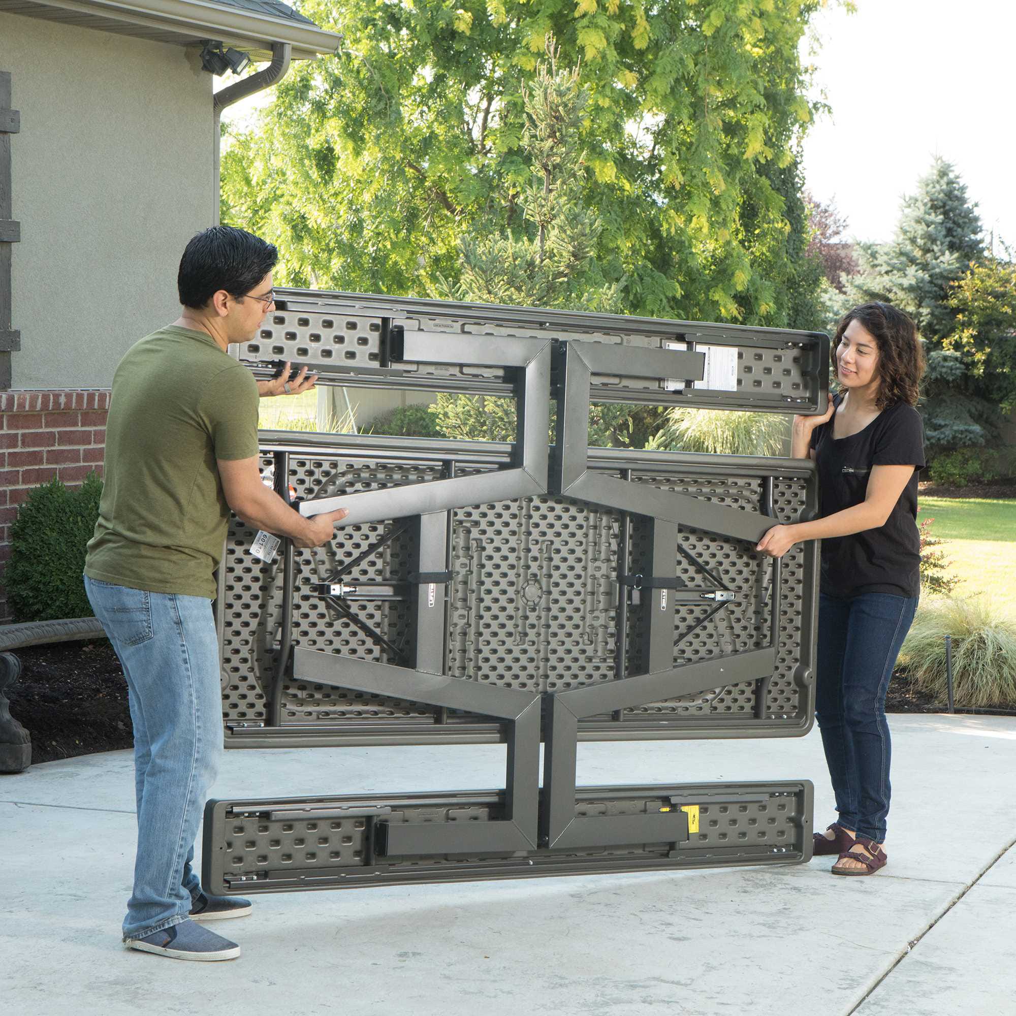 LIFETIME PRODUCTS 72-in Brown Plastic Rectangle Folding Picnic Table