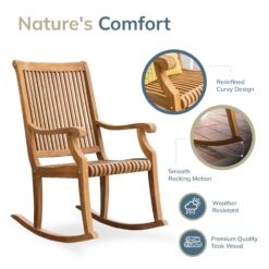 Cambridge Casual Mosko Natural Teak Wood Frame Rocking Chair with Slat Seat