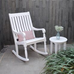 Cambridge Casual Bonn White Mahogany Wood Frame Rocking Chair with Slat Seat