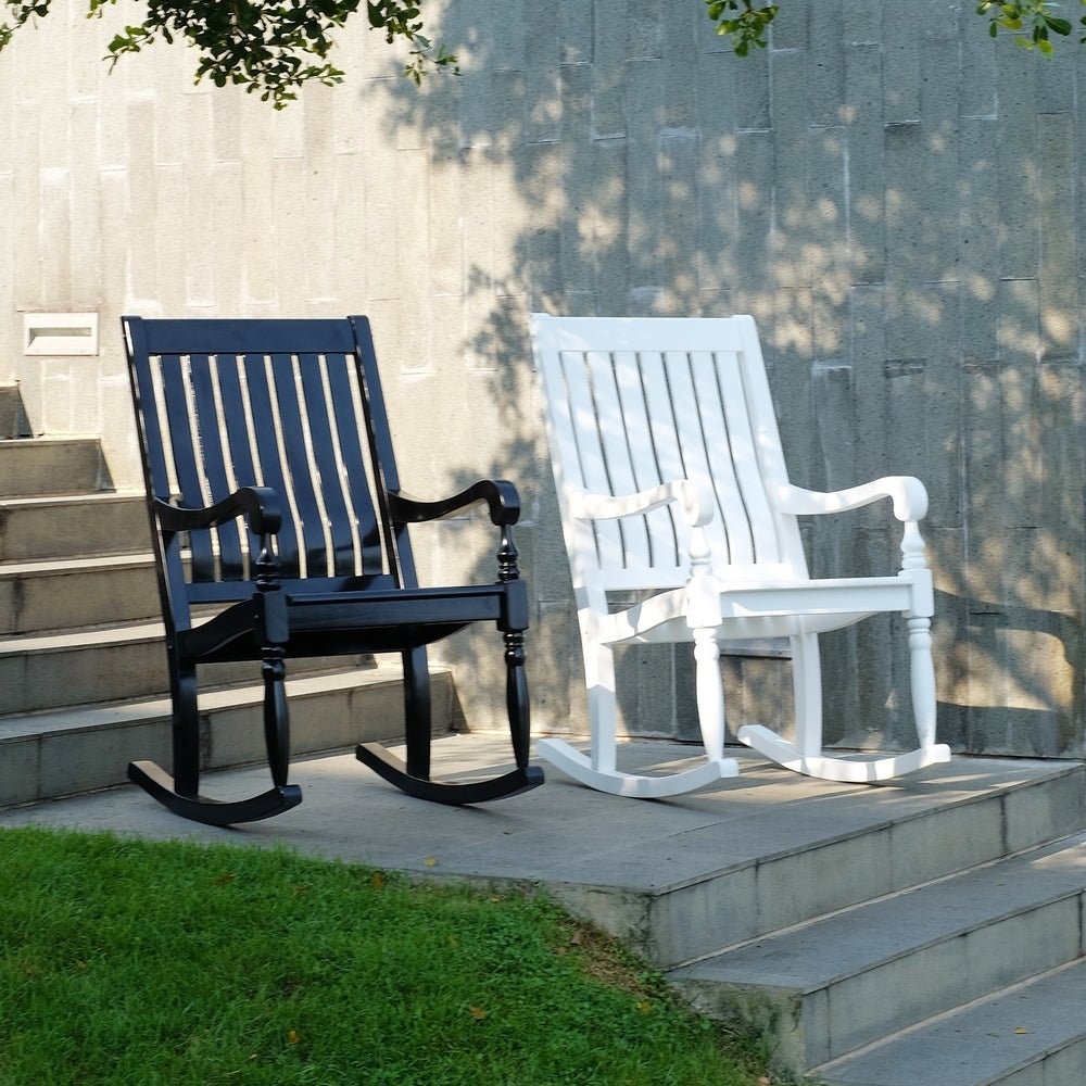 Cambridge Casual Bonn White Mahogany Wood Frame Rocking Chair with Slat Seat