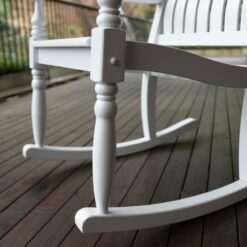 Cambridge Casual Bonn White Mahogany Wood Frame Rocking Chair with Slat Seat