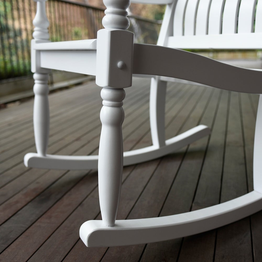Cambridge Casual Bonn White Mahogany Wood Frame Rocking Chair with Slat Seat