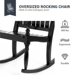 Cambridge Casual Bonn Black Wood Frame Rocking Chair with Slat Seat