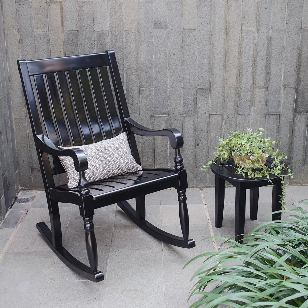 Cambridge Casual Bonn Black Wood Frame Rocking Chair with Slat Seat