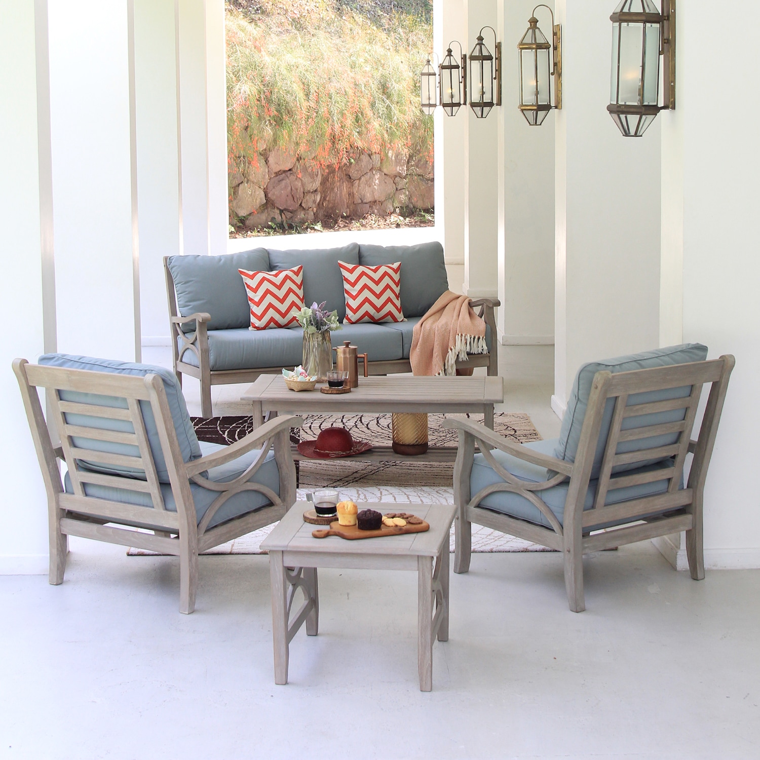 Cambridge Casual Chester Teak Wood Square Outdoor End Table 22-in W x 22-in L