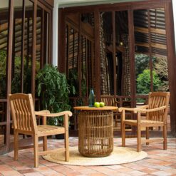 Cambridge Casual Colton Natural Teak Wood Frame Stationary Dining Chair with Slat Seat