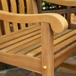 Cambridge Casual Colton Natural Teak Wood Frame Stationary Dining Chair with Slat Seat