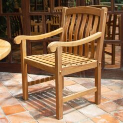 Cambridge Casual Colton Natural Teak Wood Frame Stationary Dining Chair with Slat Seat