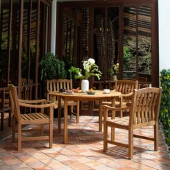 Cambridge Casual Colton Natural Teak Wood Frame Stationary Dining Chair with Slat Seat
