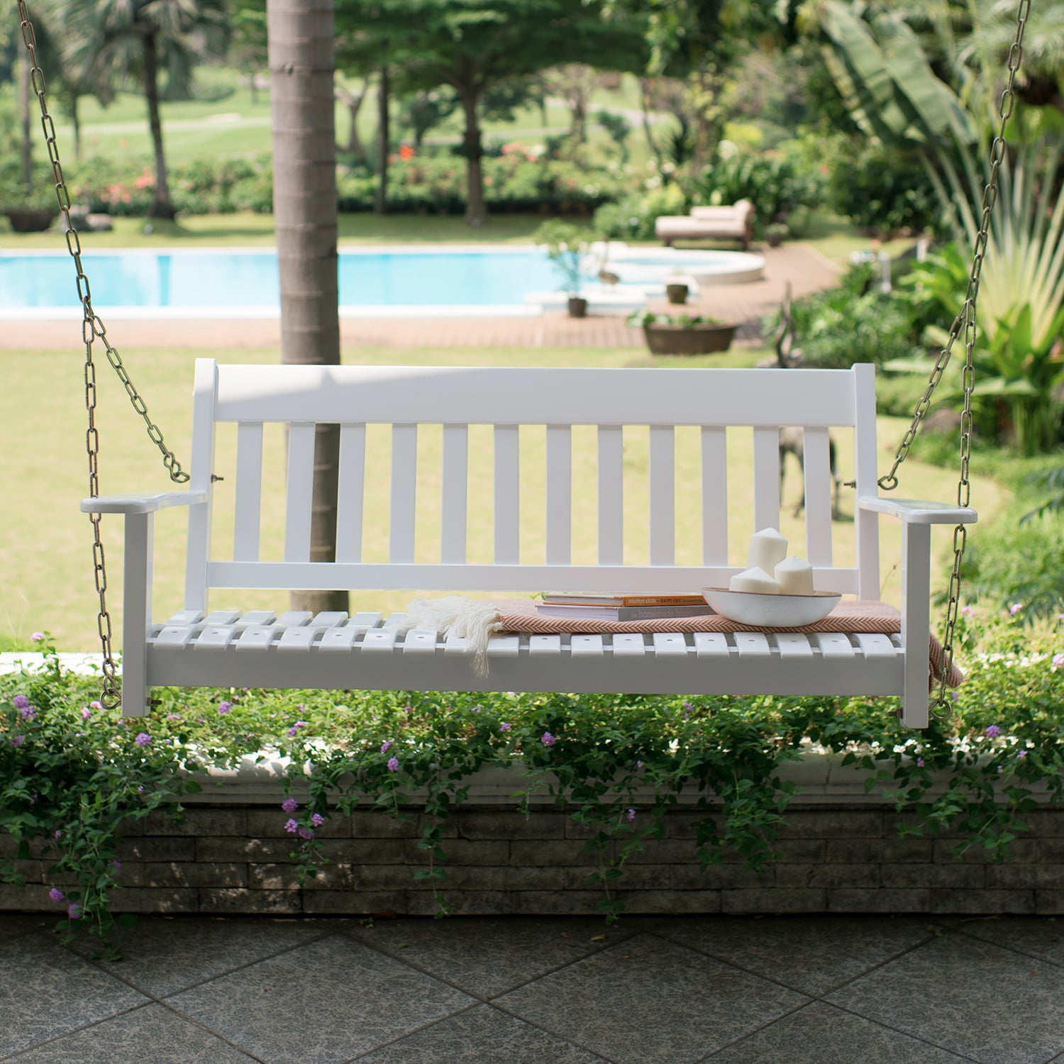 Cambridge Casual Thames 2 -person White Mahogany Wood Outdoor Swing