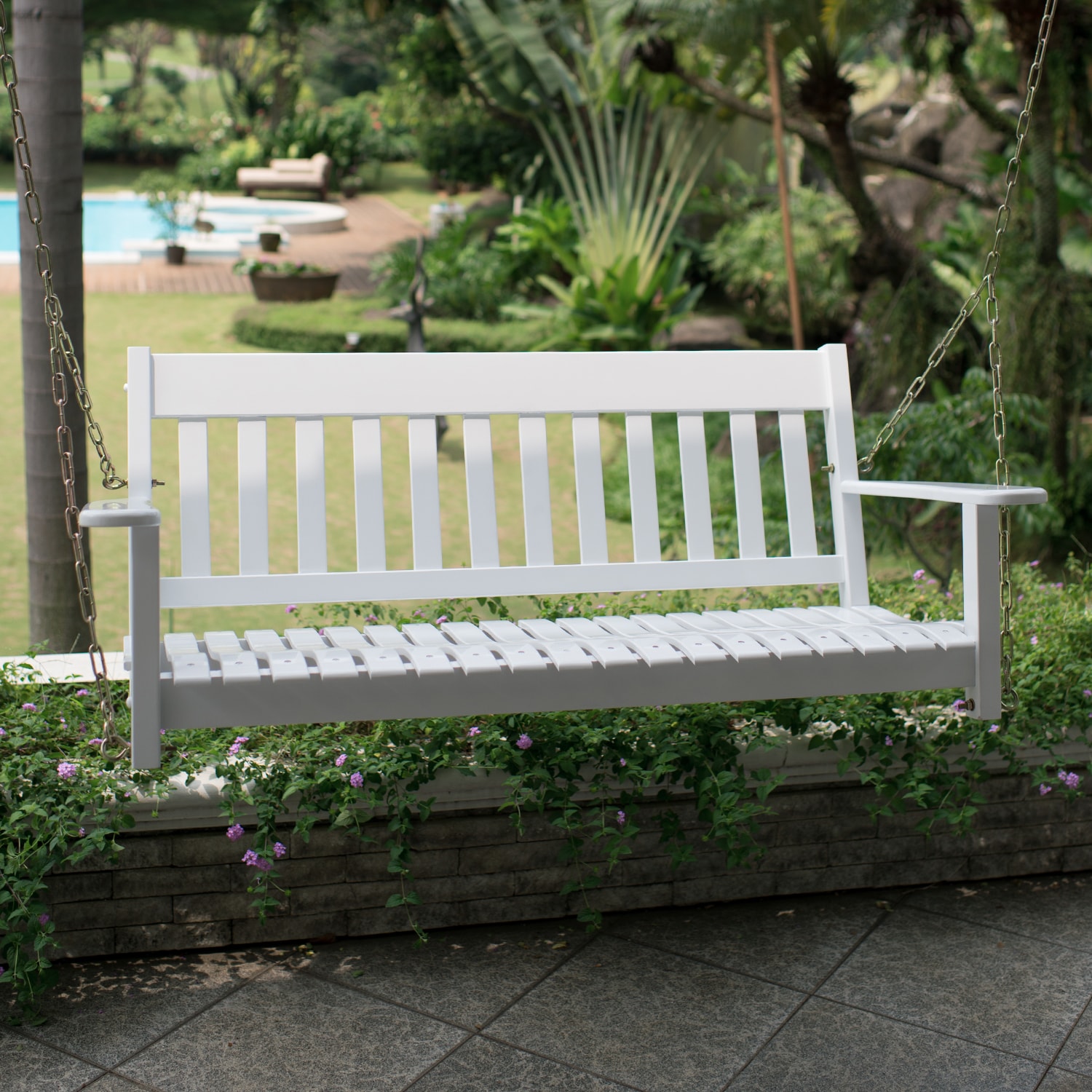 Cambridge Casual Thames 2 -person White Mahogany Wood Outdoor Swing