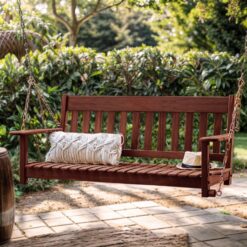 Cambridge Casual Thames 2 -person Natural Brown Mahogany Wood Outdoor Swing