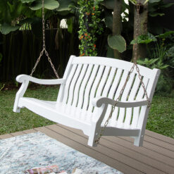 Cambridge Casual Bonn 2 -person White Mahogany Wood Outdoor Swing