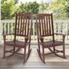 Cambridge Casual Thames Set of 2 Natural Brown Mahogany Wood Frame Rocking Chair with Slat Seat