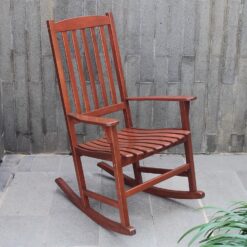 Cambridge Casual Thames Set of 2 Natural Brown Mahogany Wood Frame Rocking Chair with Slat Seat