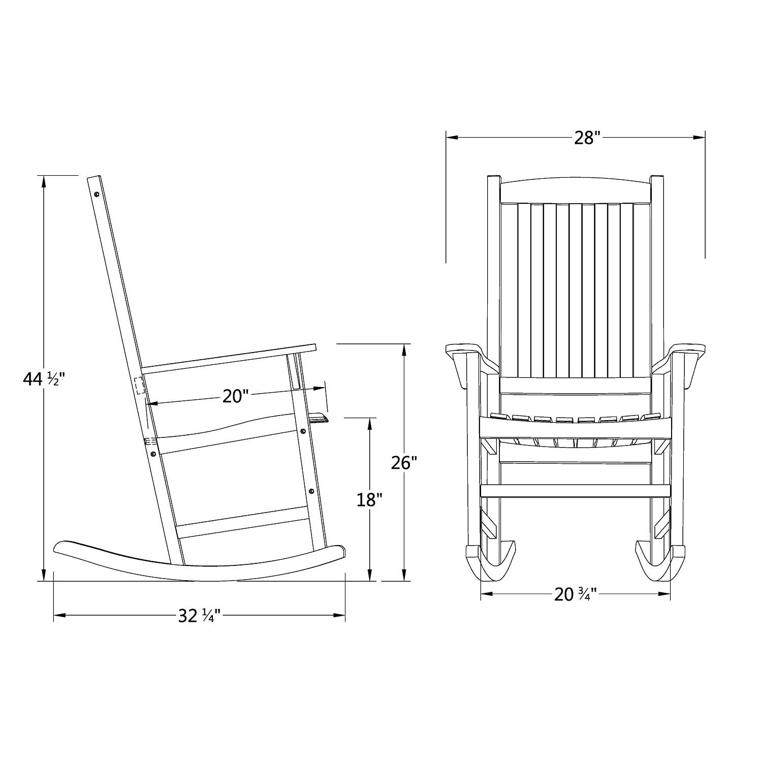 Cambridge Casual Thames Set of 2 Natural Brown Mahogany Wood Frame Rocking Chair with Slat Seat