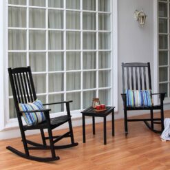 Cambridge Casual Thames Set of 2 Black Mahogany Wood Frame Rocking Chair with Slat Seat