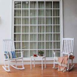 Cambridge Casual Thames Set of 2 White Mahogany Wood Frame Rocking Chair with Slat Seat