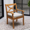 Cambridge Casual Chester Unfinished Teak Wood Wood Frame Stationary Dining Chair with Beige Slat Seat