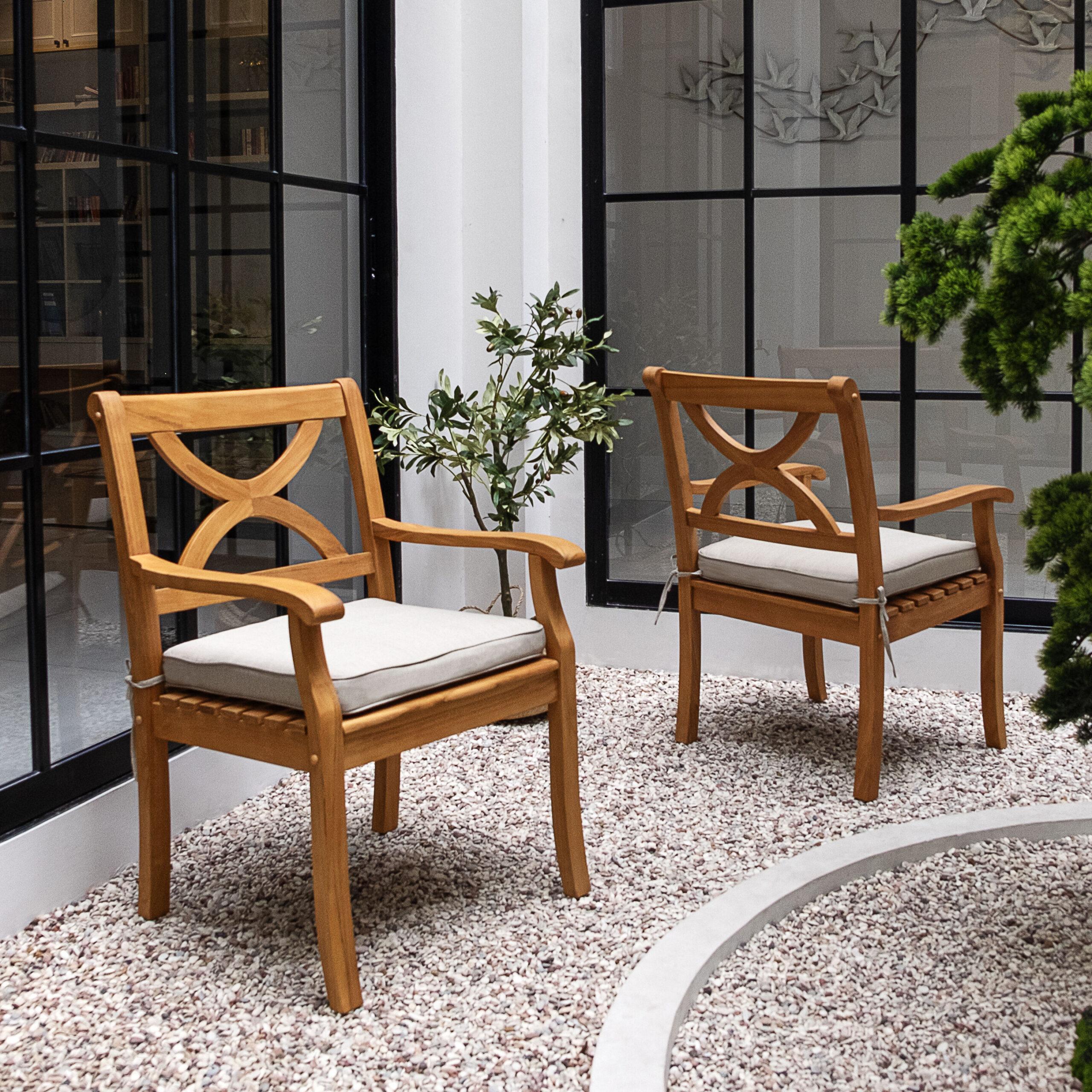 Cambridge Casual Chester Unfinished Teak Wood Wood Frame Stationary Dining Chair with Beige Slat Seat