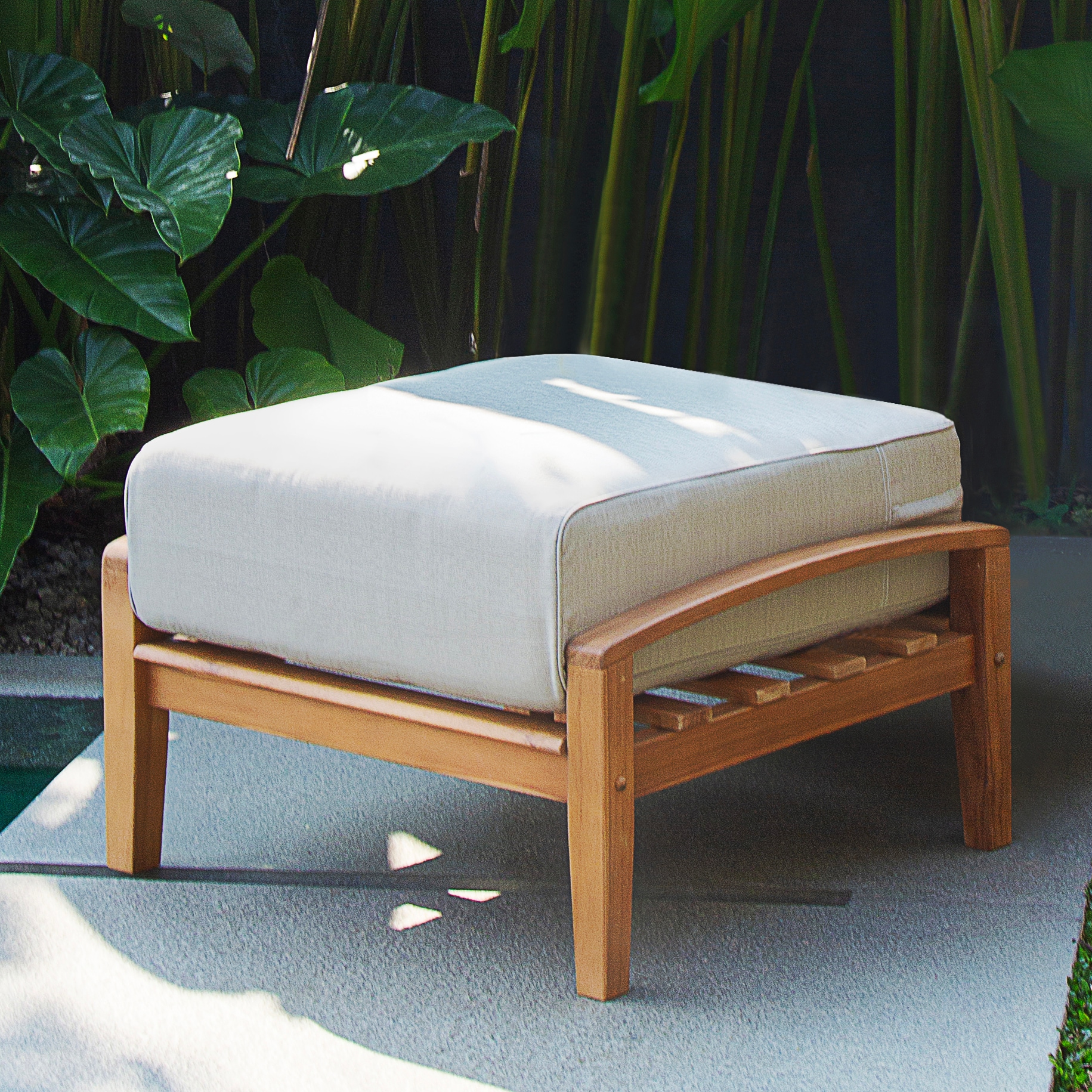 Cambridge Casual Auburn Natural Teak Wood Ottoman