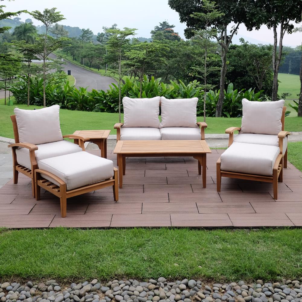 Cambridge Casual Auburn Natural Teak Wood Ottoman