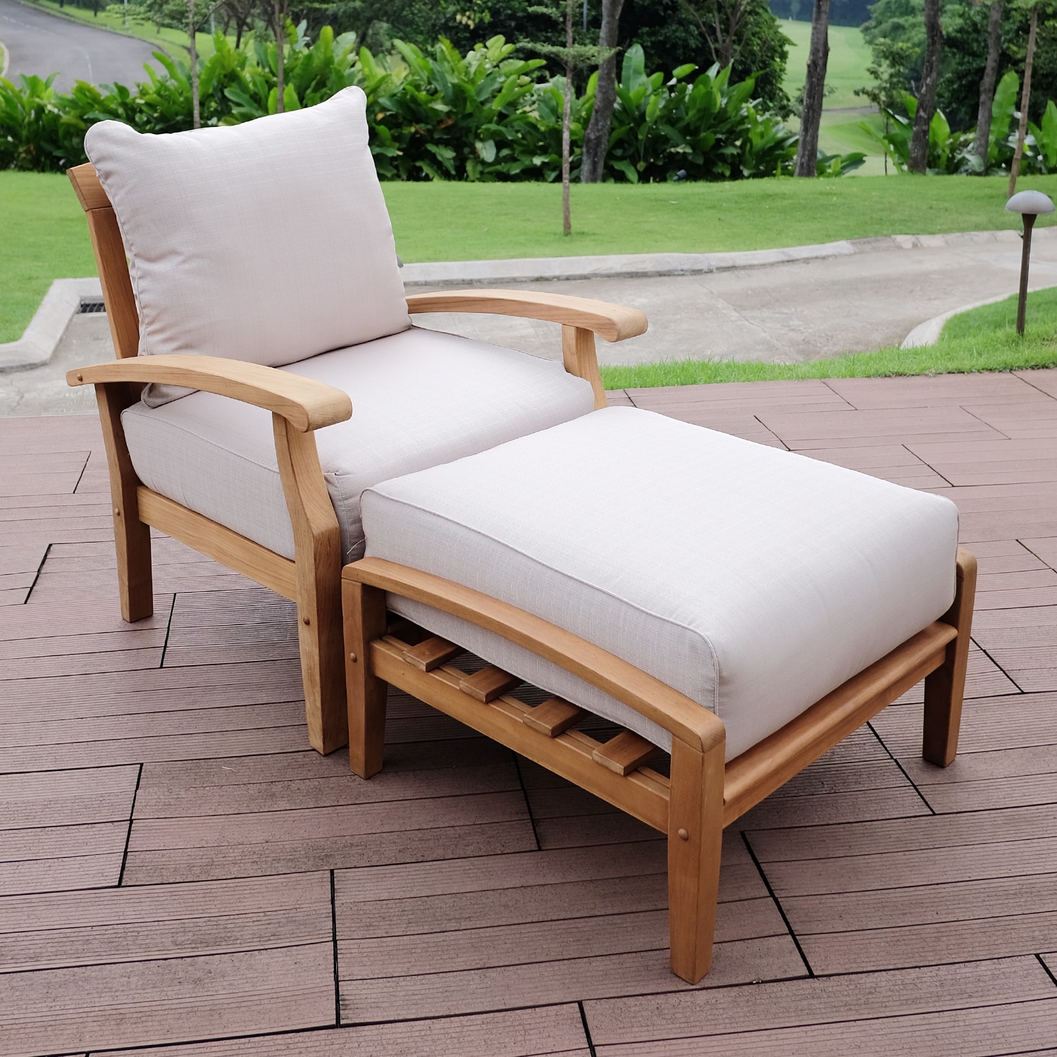 Cambridge Casual Auburn Natural Teak Wood Ottoman