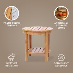 Cambridge Casual Heaton Teak Wood Round Outdoor End Table 18-in W x 18-in L