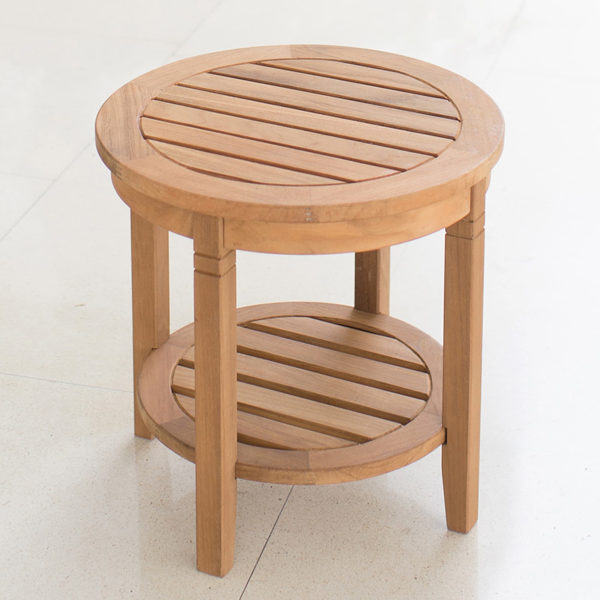 Cambridge Casual Heaton Teak Wood Round Outdoor End Table 18-in W x 18-in L