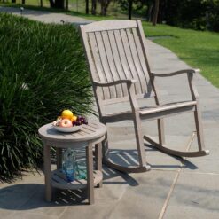Cambridge Casual Heaton Weathered Gray Teak Wood Round Outdoor End Table 18-in W x 18-in L