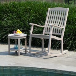 Cambridge Casual Heaton Weathered Gray Teak Wood Round Outdoor End Table 18-in W x 18-in L