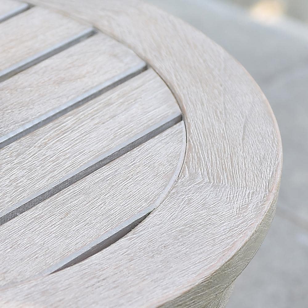 Cambridge Casual Heaton Weathered Gray Teak Wood Round Outdoor End Table 18-in W x 18-in L