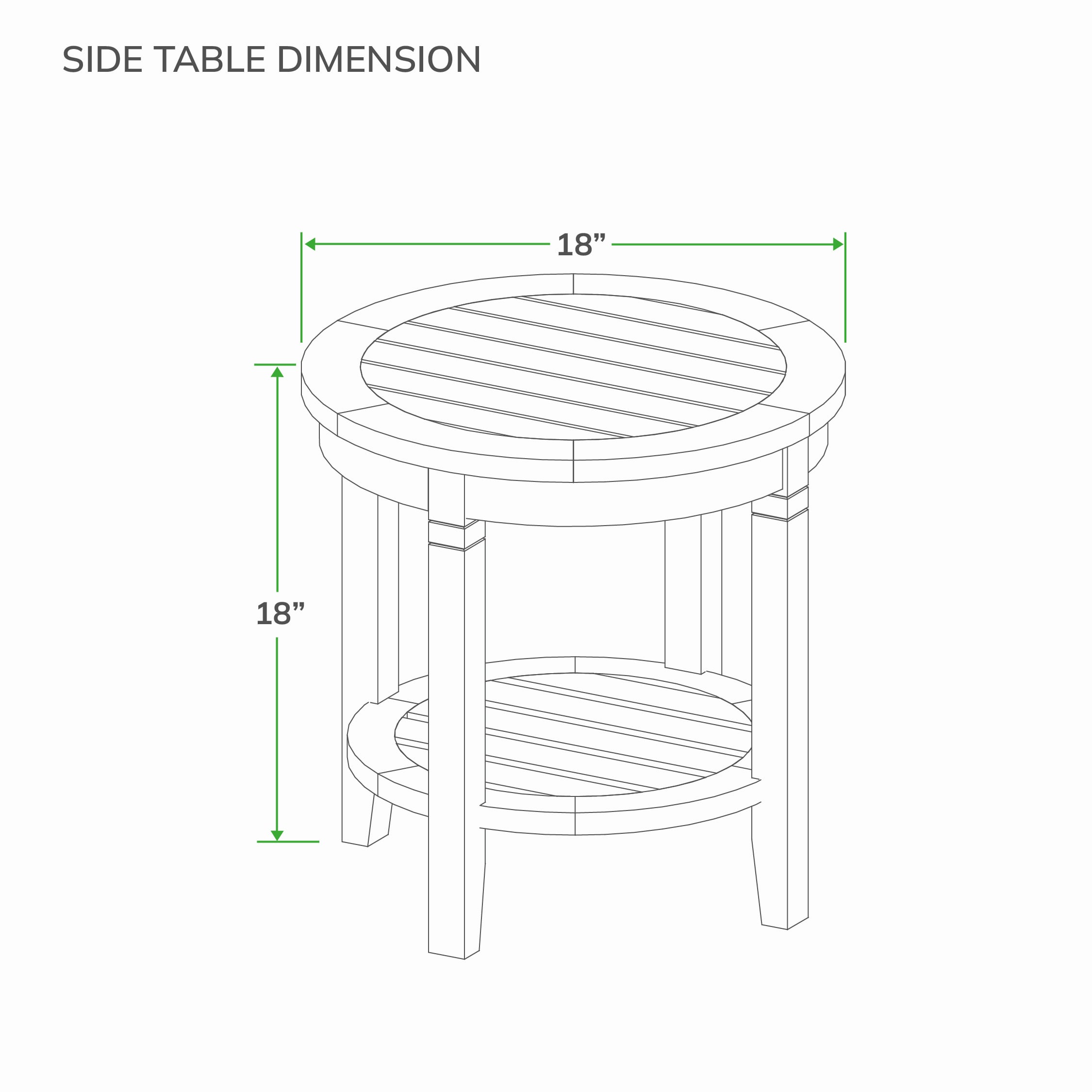 Cambridge Casual Heaton Weathered Gray Teak Wood Round Outdoor End Table 18-in W x 18-in L