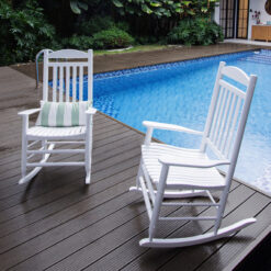 Cambridge Casual Vandal Set of 2 White Wood Frame Rocking Chair with Slat Seat