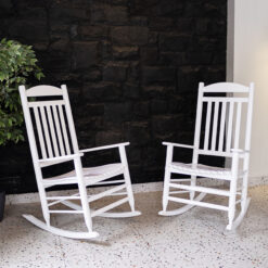 Cambridge Casual Vandal Set of 2 White Wood Frame Rocking Chair with Slat Seat