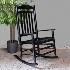 Cambridge Casual Vandal Set of 2 Black Wood Frame Rocking Chair with Slat Seat