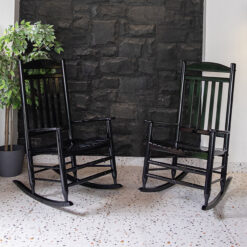 Cambridge Casual Vandal Set of 2 Black Wood Frame Rocking Chair with Slat Seat